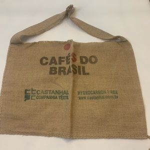 NEW Cafe Do Brasil up-cycled burlap boho bohemian large size shoulder bag